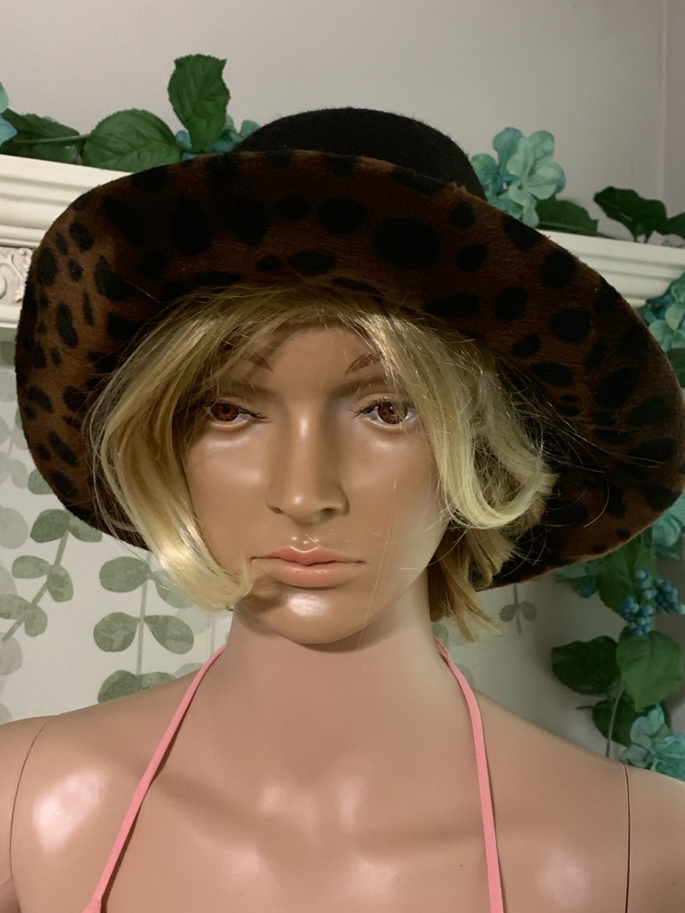 Wool Animal Print Brim Felt Hat - Black and Brown